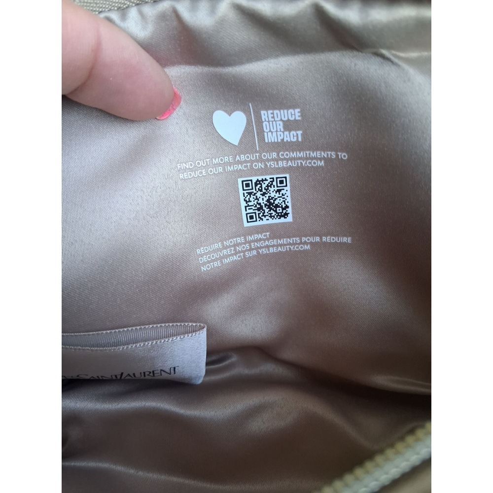 New Yves Saint Laurent Beige Cosmetic Bag Pouch Makeup Small - Picture 8 of 10